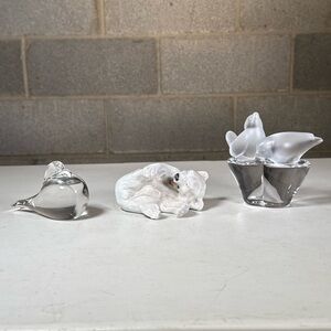 SERRES FRANCE ART GLASS, ROYAL COPENHAGEN BEAR & OTHERS (3 Piece Set)